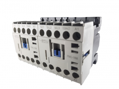Contactoare si relee - Contactor mini reversibil 16A alimentare bobina la 400V AC 3 poli + 2 contacte normal deschise NO