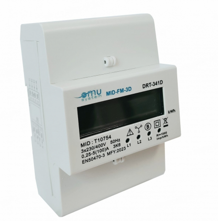 Alte aparataje - Contor digital de consum trifazic 3x100A  IP51 cu montaj pe sina 4 module