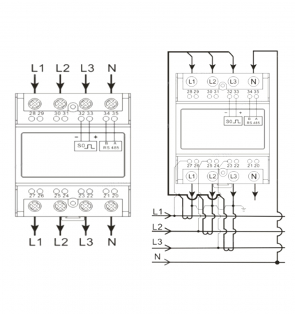 Contor digital de consum trifazic cu transformator de curent masurare indirecta 6A 4 module [1]