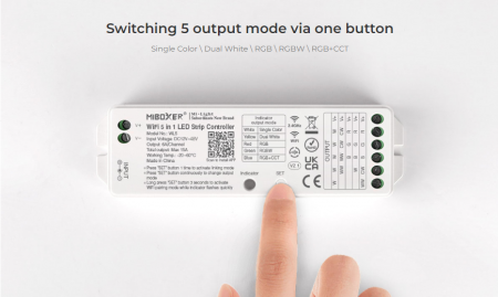 Controler de zonă Mi-Light WL5 MiBoxer Group Control 5 în 1 Wi-Fi DIM+WW+CW/RGB/RGBW/RGB+CCT [6]