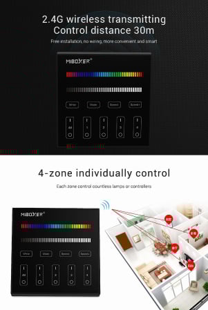 Controller Mi-Light B3 MiBoxer Group Control grup zonă telecomandă perete, negru DIM+RGBW [2]