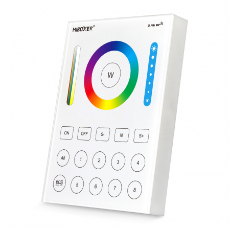 Banda led si accesorii - Controller Mi-Light B8 Miboxer Group Control luminozitate, telecomandă cu 8 zone montată pe perete, controler alb pentru temperatura culorii DIM+RGB+CCT