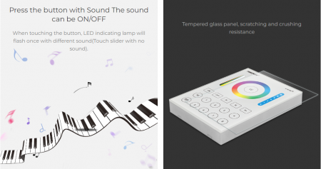 Controller Mi-Light B8 Miboxer Group Control luminozitate, telecomandă cu 8 zone montată pe perete, controler alb pentru temperatura culorii DIM+RGB+CCT [8]