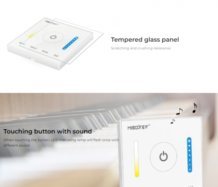 Controller Mi-Light P2 MiBoxer LED Panou alb de perete 2 în 1 Benzi LED, IC cu ecran tactil capacitiv de înaltă precizie [8]
