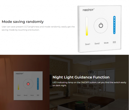 Controller Mi-Light P2 MiBoxer LED Panou alb de perete 2 în 1 Benzi LED, IC cu ecran tactil capacitiv de înaltă precizie [6]