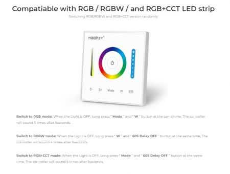 Controller Mi-Light P3 MiBoxer LED Panou alb de perete 2 în 1 Benzi LED dimabil RGB/RGBW/RGB+CCT, IC cu ecran tactil capacitiv de înaltă precizie [5]
