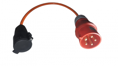 Cordon adaptor cu stecher fisa 5 poli 16A 3P+N+E si priza schuko 230V cu capac cauciucata 16A IP44 [1]