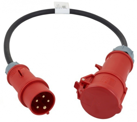Prelungitoare - Cordon adaptor industrial flexibil 1 metru CEE 5x2.5mm H07RN-F 400V intrare fisa stecher 5 poli 16A iesire priza 5 poli 32A IP44