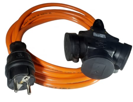 Cordon prelungitor 7.5 metri cu 3 prize cauciucate 16A cablu H07BQ-F 3G2.5 poliuretan rezistent la uleiuri si intemperii IP44 [1]