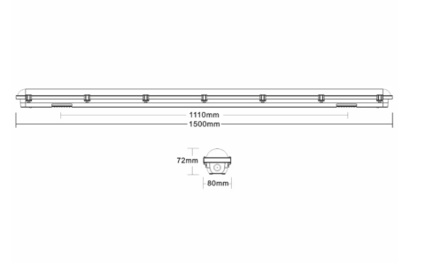 Corp LED 50W 1500x80mm CCT temperatura de culoare reglabila 3000K / 4000K / 6500K 6400lm IK10 IP65 material policarbon (PC) cu cleme metalice rezistent la praf si apa , 5 ani garantie [1]