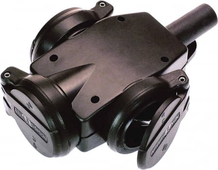 Cupla multipla priza tripla 16A 230V cauciuc solid negru pentru cablu maxim 3x2.5mm² IP44 [1]