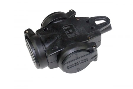 Prelungitoare - Cupla multipla priza tripla 16A 230V cauciuc solid negru pentru cablu maxim 3x2.5mm² IP44