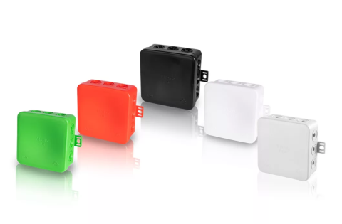 Cutie de joncțiune albă E113WS din PE, 85x85x40mm, IP54, fără halogeni cu 15 insertii de 2,5 mm² [2]