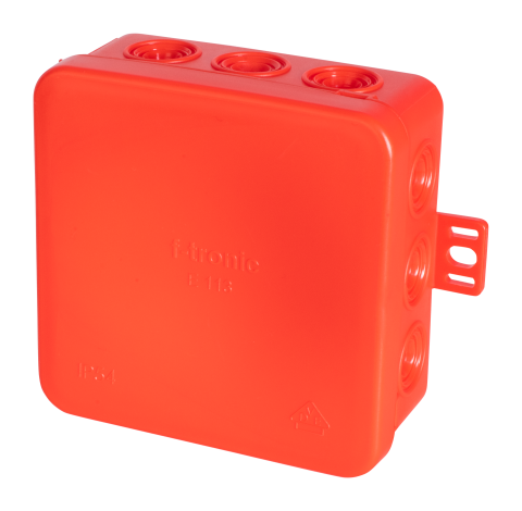 Doze electrice - Cutie de joncțiune roşie E113SW din PE, 85x85x40mm, IP54, fără halogeni cu 15 insertii de 2,5 mm²