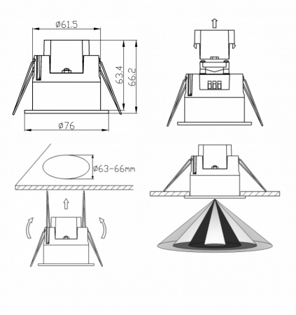 Detector senzor de prezență reală încastrat 360° 110-240V AC, detector de mișcare 24GHz 1200W ohmic reglabil IP54 [1]
