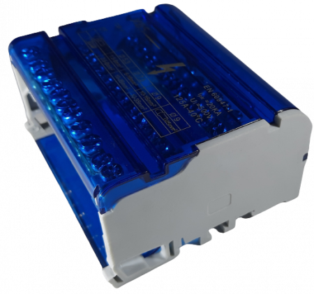 Distribuitor conexiuni 4 poli cu 11 gauri 125A 500V 100x51x88mm prindere pe sina DIN [4]