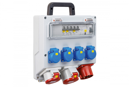 Distribuitor de curent FIXO cu 1 priza 3P+N+E 16A 1 priza 3P+N+E 32A 4 prize schuko 16A IP44 organizare de santier [1]