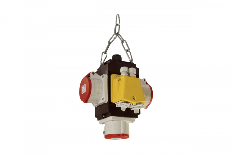 Distribuitoare de curent - Distribuitor de energie suspendat cu 3 prize trifazice 400V 5 poli 16A IP44 cu conexiune la aer comprimat si conexiune de date