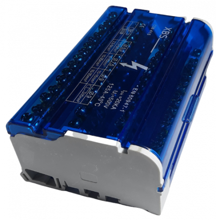 Distribuitor conexiuni 4 poli 125A 500V 132x51x88mm prindere pe sina DIN [3]