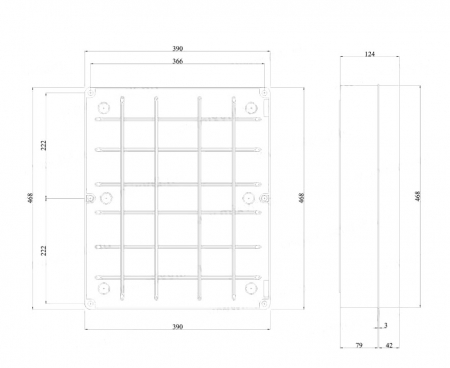 Doza aplicata patrata 460x380x120mm IP56 pentru distributie jonctiune ABS rezistenta UV fara presetupe margini netede [1]
