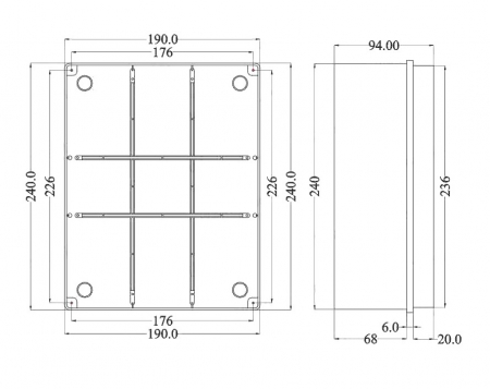 Doza aplicata transparenta 240x190x90mm IP56 pentru distributie jonctiune ABS rezistenta UV fara presetupe margini netede [1]