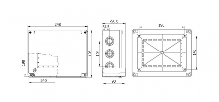Doza cutie de jonctiune distributie 240x190x90mm aplicata transparenta  forma de presetupe grad de protectie IP67 [1]