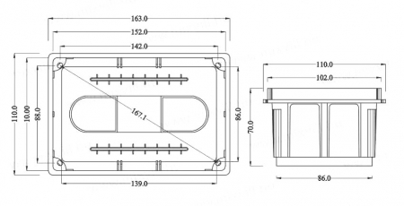 Doza de distributie derivatie 152x100x70mm din plastic incastrata IP40 [1]