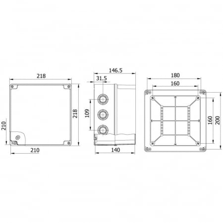 Doza de ramificatie aplicata ABS 210x210x140mm IP67 IK06 transparenta inalta [1]