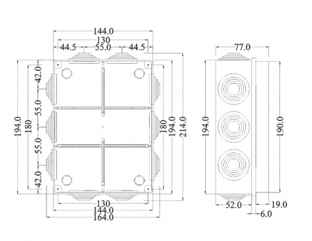 Doza distributie aplicata 190x140mm cu presetupe Elettrocanali  IP55 [1]