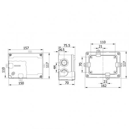 Doza electrica din plastic ABS 150x110x70mm IP67 IK06 [1]