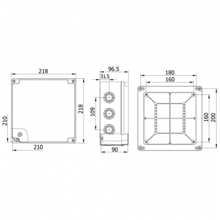 Doza electrica din plastic ABS 210x210x90mm IP67 IK06 cu margini netede [1]