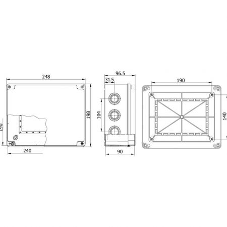 Doza electrica din plastic ABS 240x190x90mm IP67 IK06 cu margini netede [1]
