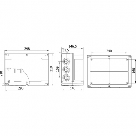 Doza patrata de ramificatie din plastic adanca ABS 290x210x140mm IP67 IK06 [1]