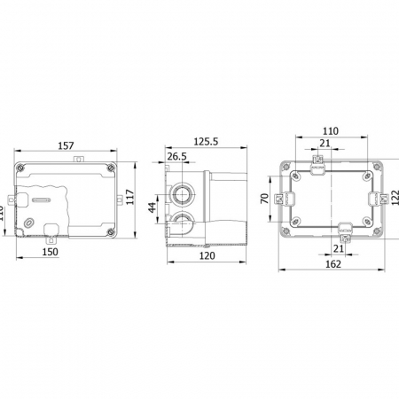 Doza ramificatie patrata din plastic ABS 150x110x120mm transparenta IP67 IK06 adanca [1]