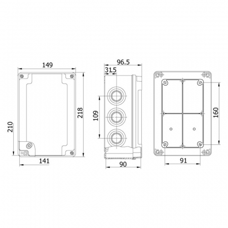 Doza ramificatie patrata din plastic ABS 210x140x90mm IP67 IK06 [1]