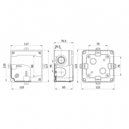 Doza patrata din plastic ABS 110x110x65mm IP67 IK06 [1]