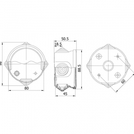 Doza rotunda din plastic ABS 80x45mm IP44 IK06 [1]