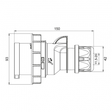Fisa stecher 4 poli 3P+E 32A montaj pe cablu 6h 380V IP67 trifazic CEE mobil [1]