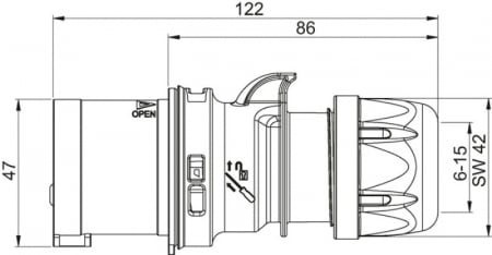 Fisa stecher 5 poli 3P+N+E 16A inversor de faza 6h 380V IP44 trifazic CEE [1]