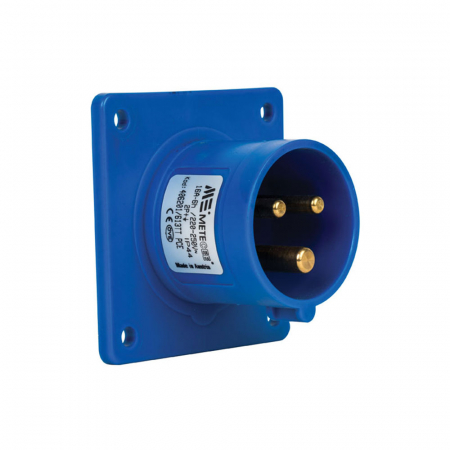 Prize si fise trifazice - Fisa stecher incastrabil 3 poli 16A 2P+PE drept 230V albastru IP44 6h CEE 70x70mm