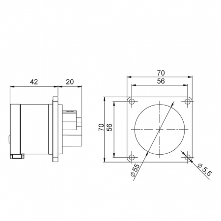 Fisa stecher incastrabil 5 poli 16A 3P+N+PE drept 380V culoare rosie IP44 6h CEE 70x70mm [1]