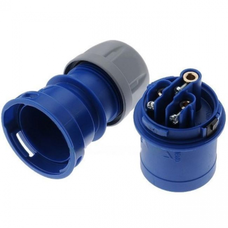 Fisa stecher monofazic CEE 3 poli 2P+PE 16A 6h albastru 230V IP44 mobila cu montaj pe cablu [5]