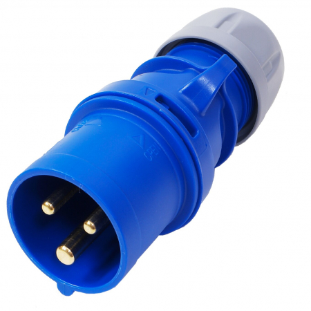 Fisa stecher monofazic CEE 3 poli 2P+PE 16A 6h albastru 230V IP44 mobila cu montaj pe cablu [1]
