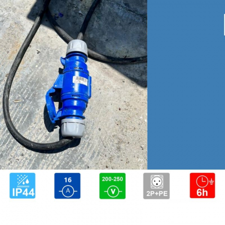 Fisa stecher monofazic CEE 3 poli 2P+PE 16A 6h albastru 230V IP44 mobila cu montaj pe cablu [6]