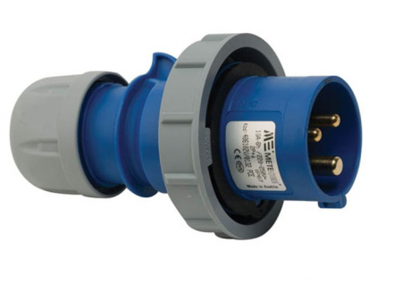 Prize si fise electrice - Fisa stecher pe cablu 3 poli 16A 1P+N+PE drept 230V albastru IP67 6h CEE 122x71mm