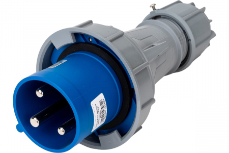 Fisa stecher pe cablu 3 poli 63A 1P+N+PE drept 230V albastru IP67 6h CEE 257x114mm [1]
