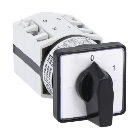 Intrerupatoare pentru tablouri electrice - Intrerupator 10A 2.2kw 0-1 ON-OFF 3 poli IP40 industrial incastrabil cu came PACO pentru tablouri cu protectie la atingere directa