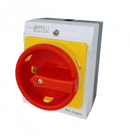 Aparataj tablouri electrice - Intrerupator 10A 4kw 0-1 ON-OFF 3 poli 400V AC IP65 industrial aplicat casetat blocabil 3x10A