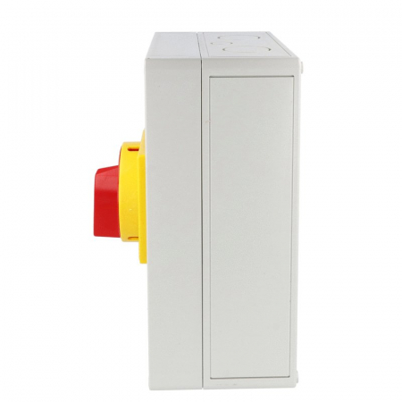 Intrerupator 125A 37kw 0-1 ON-OFF 3 poli IP65 254x180mm cu came industrial aplicat casetat cu maner galben rosu [3]