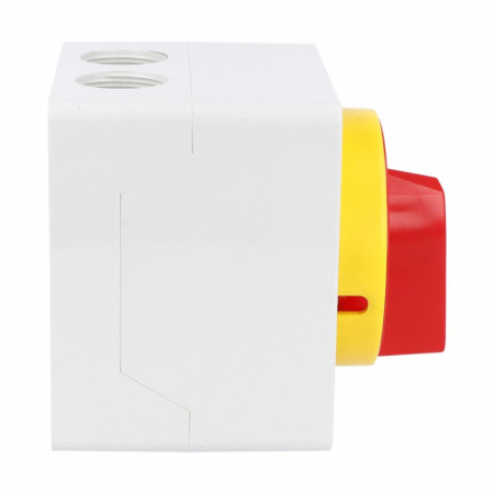 Intrerupator 40A 15kw 0-1 ON-OFF 3 poli IP65 110x110mm cu came industrial aplicat casetat cu maner galben rosu [2]